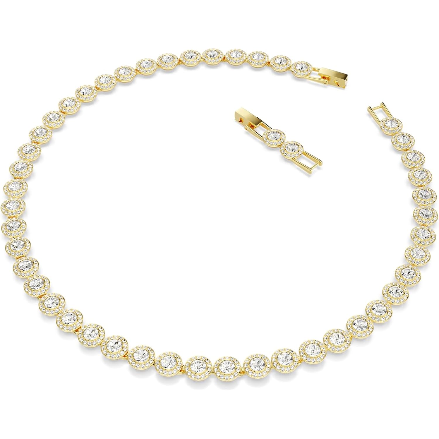Swarovski UNA Angelic Tennis Necklace, Round Cut, Clear, Gold-Tone Finish