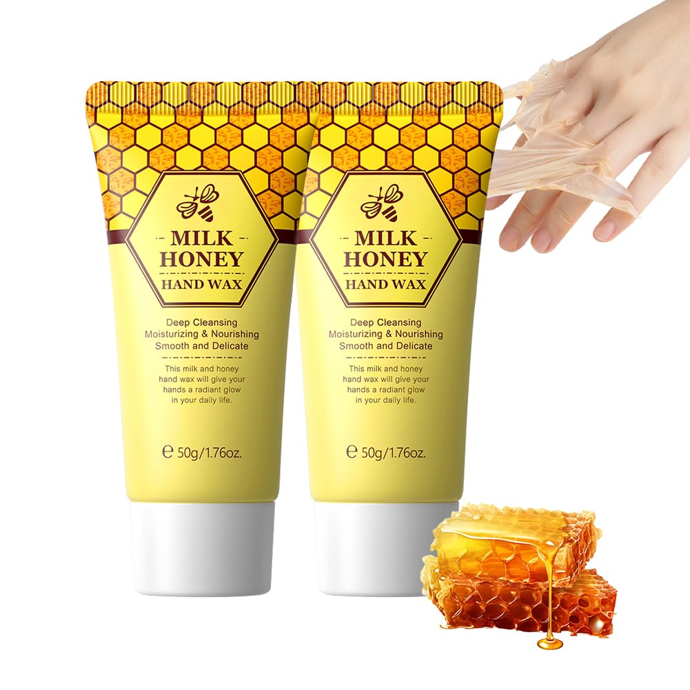 Milk Honey Peel Off Hand Wax for Women Men,2 Pack Exfoliating Hand Peeling Film-Deep Cleansing,Moisturizing,Exfoliating,Smoothing,Hands Care Paraffinfor Dry Rough Cracked Hands,1.76 Oz