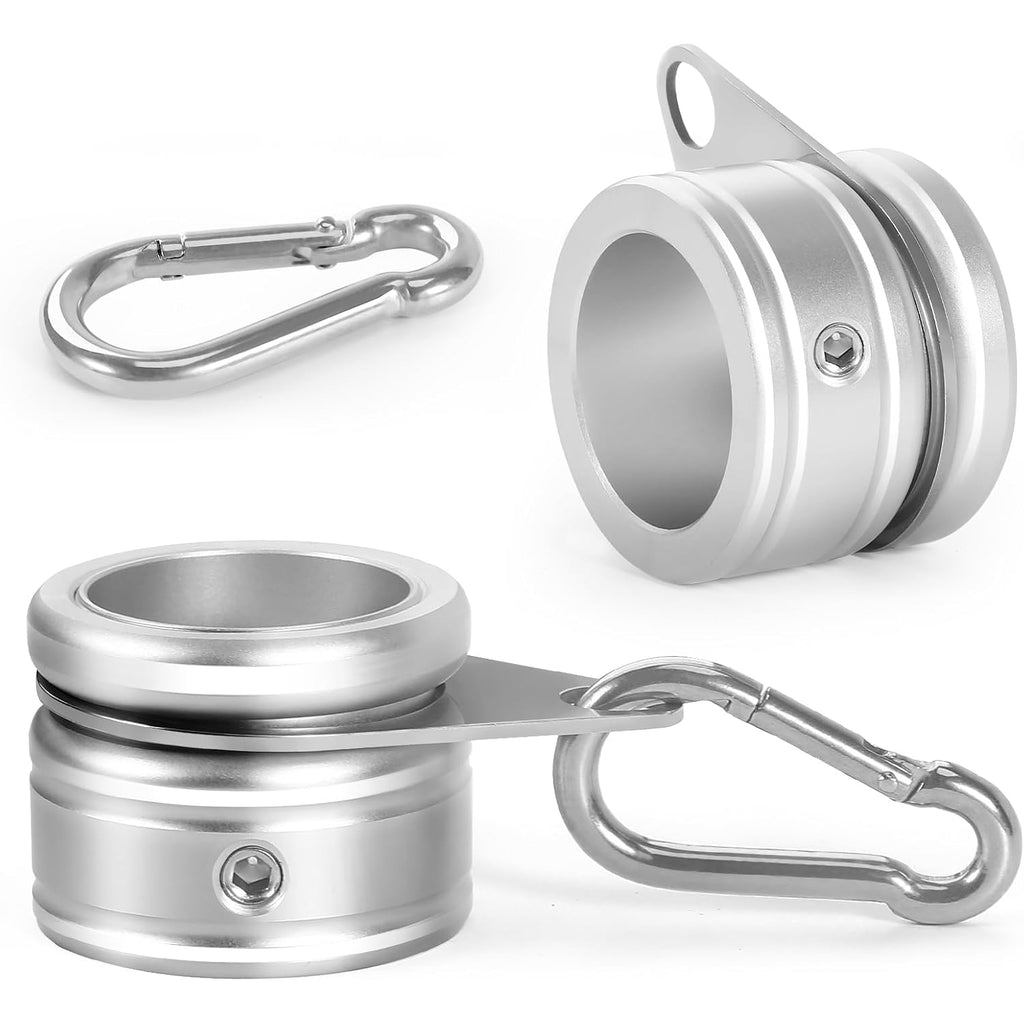Anovo Flag Pole Rings, Aluminum Alloy Flag Pole Clips Swivels 360° Rotating Anti Wrap Mounting Ring With Carabiner, Flag Pole Kit Parts (Φ:1 Inch -Pack Of 2(Silver))