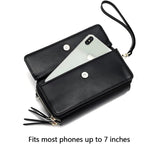Lanyani RFID Crossbody Wallet Wristlet Purse with Phone Pocket For Women Vegan Leather
