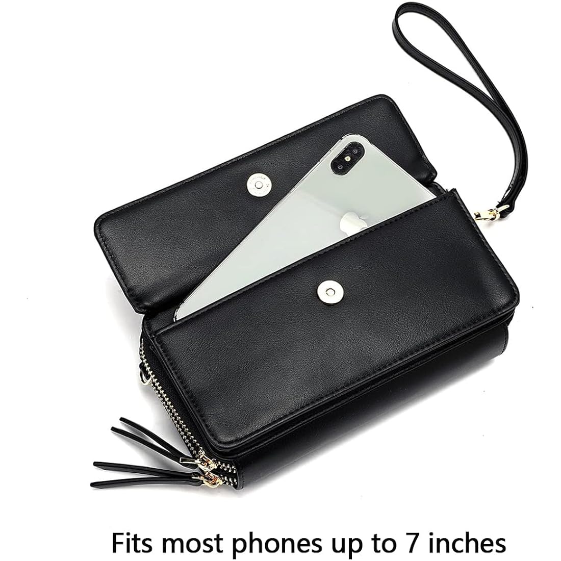 Lanyani RFID Crossbody Wallet Wristlet Purse with Phone Pocket For Women Vegan Leather