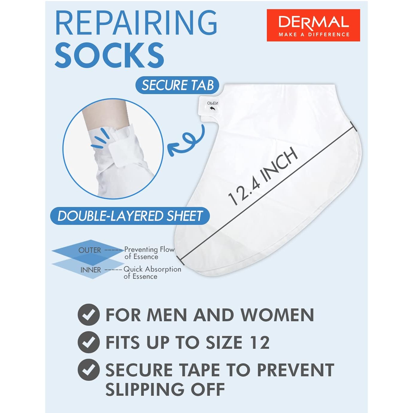 DERMAL Moistfull Silky Foot Socks & Hand Gloves Mask Combo 6 Pack - for Dry Feet and Hands - Home Spa Treatment - Dermatologist Tested, Cruelty Free, Korean Beauty