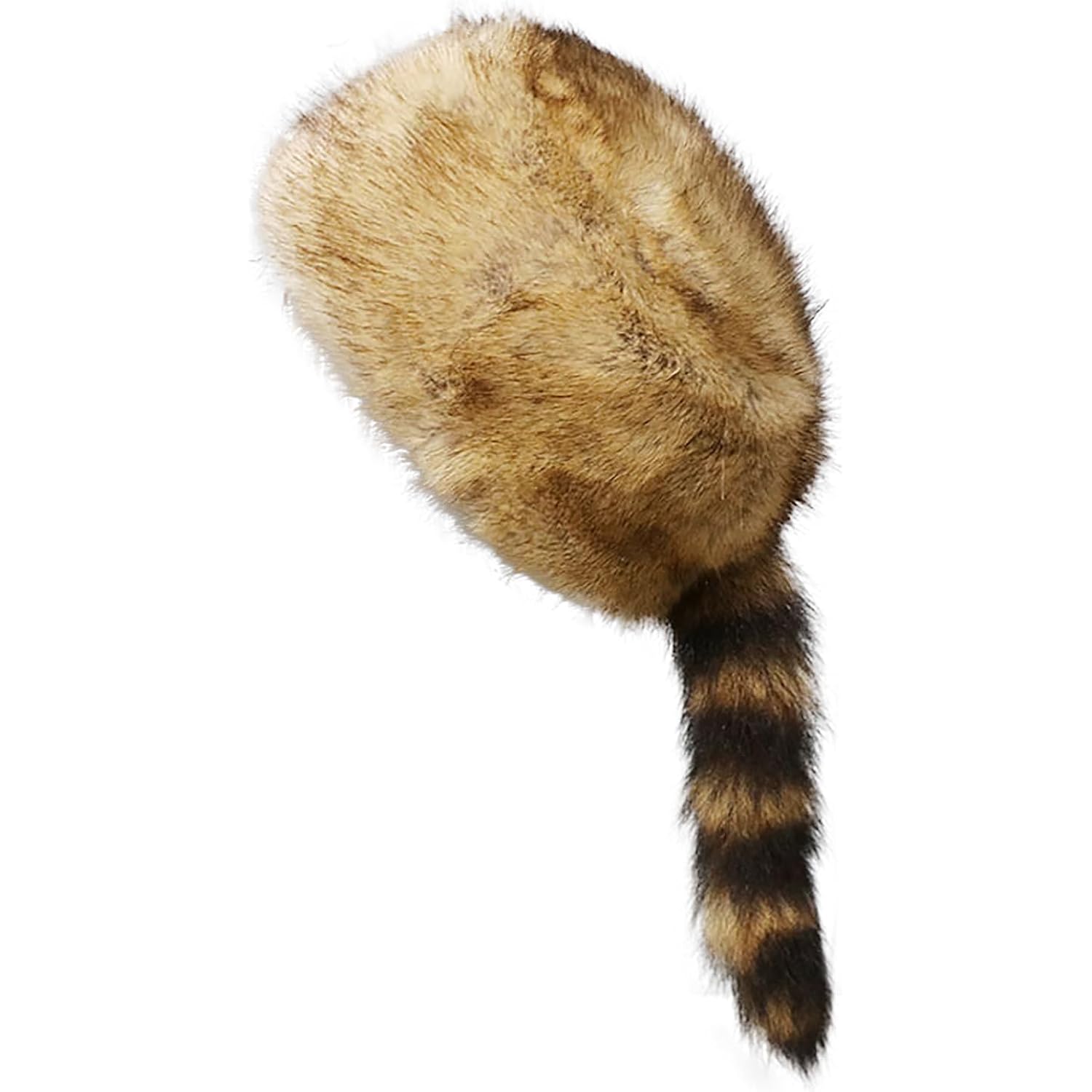 Women's Russian Cossack Hat with Raccoon Tail Furry Trapper Hat Plush Warm Winter Hats for Hunting Faux Fur Ski Cap