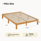 Dumos Full Size Bed Frame, Solid Wooden 12In Platform Bed Base With Sturdy Wood Slat Support, Noise-Free Design, No Box Spring Needed, Easy Assembly, Natural Pine