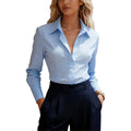 Women's Button Down Long Sleeve Fitted Stretch Dress Shirts Wrinkle Free Work Blouses Collared Business Casual Tops