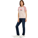 Spyder Women's Floral Adventure Graphic Short Sleeve Tee T-Shirt Peach Blush