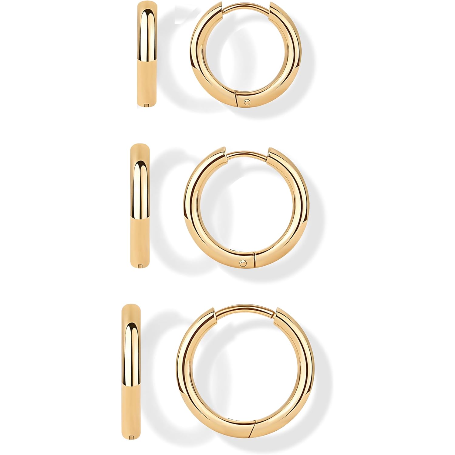 PAVOI Waterproof Hoop Earrings Set for Women - Stainless Steel Multi-Pack with Cubic Zirconia - Small & Chunky Huggie, Thin Hoops, Cascade Graduated Styles - Trendy Fashion Piercing Jewelry