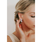 SWEETV Bridal Wedding Earrings for Brides Bridesmaid, Marquise Cubic Zirconia Rhinestone Cluster Earrings for Women, Prom