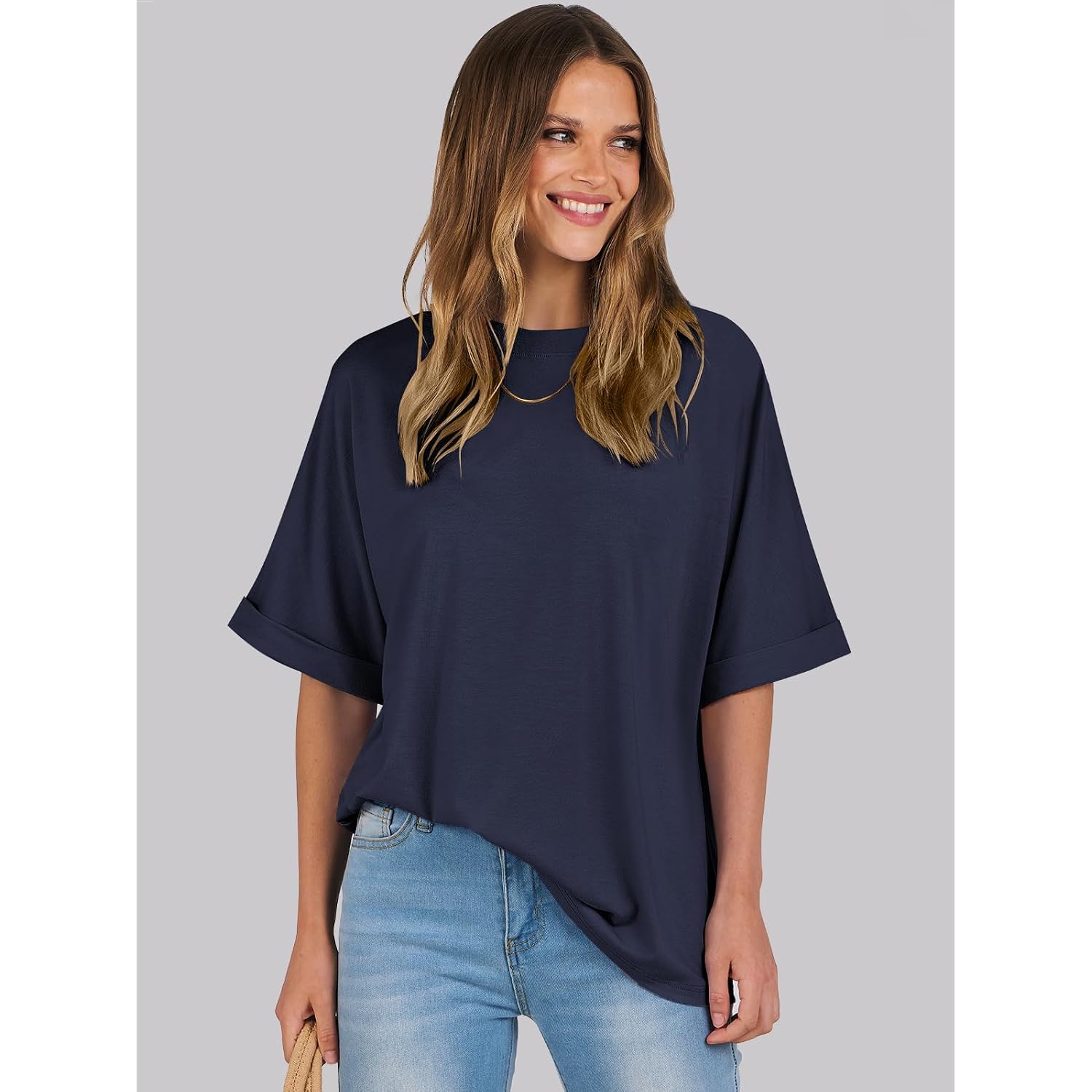 ANRABESS Womens Tops Oversized T Shirts Short Sleeve Crewneck Summer Casual Loose Basic Tee Shirt 2026 Trendy Fashion Clothes