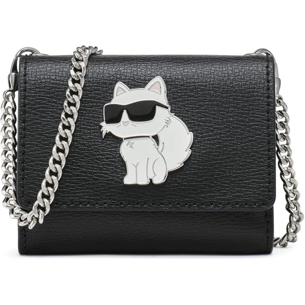 Karl Lagerfeld Paris Women'S Wallet Crossbody On A Chain, Black Multi