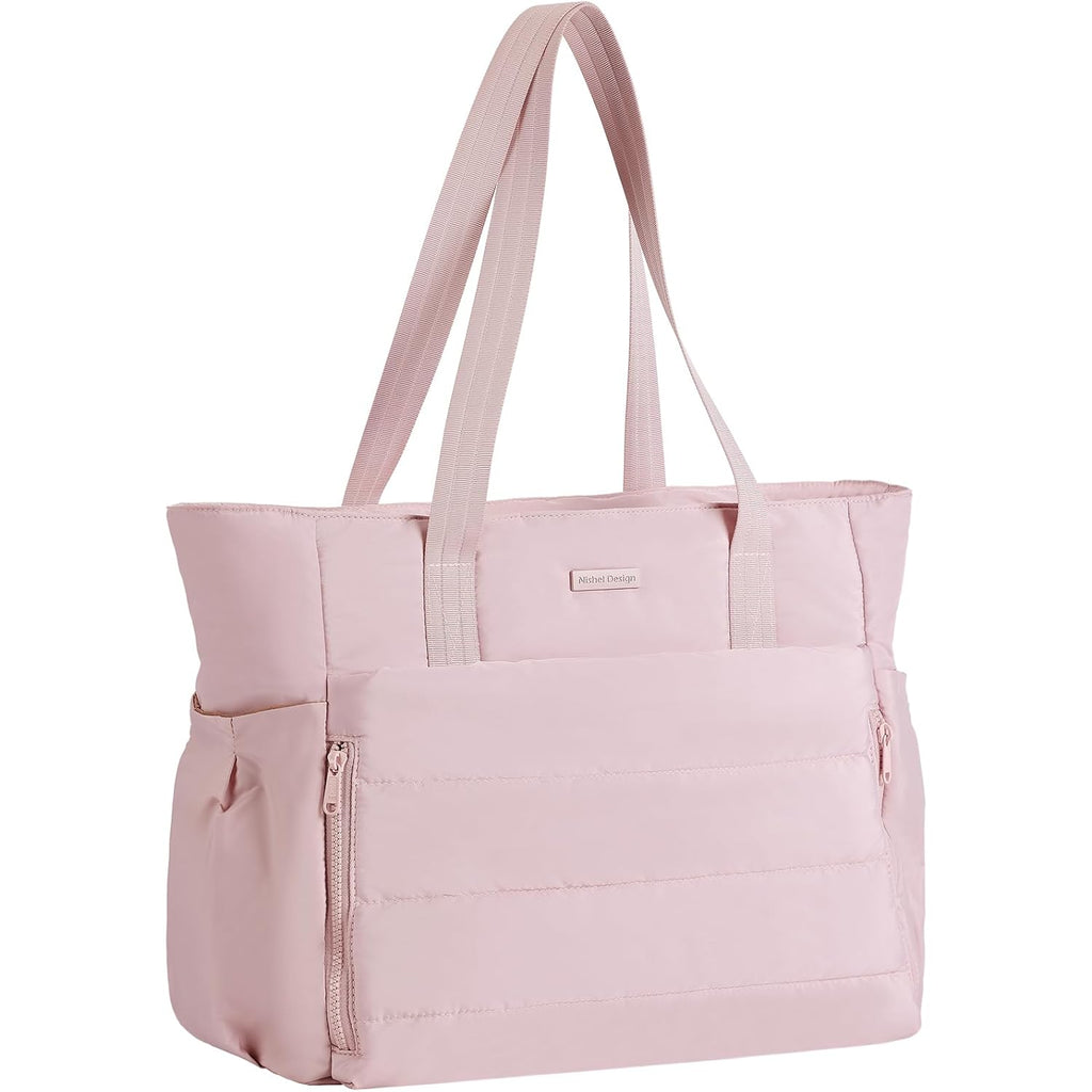 Nishel Travel Puffy Tote Bag For Women, Ultra-Lightweight Large Tote Purse For Office Day And A Short Weekend Getaway