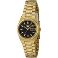 Seiko Women'S Sym602 Seiko 5 Automatic Black Dial Gold-Tone Stainless Steel Watch