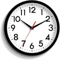 Daxsmy 12 Inch Wall Clock Silent Non-Ticking Battery Operated Analog Clock Decorative For Office Kitchen Outdoor Living Room Classroom Bedroom Bathroom School(Black)