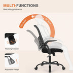 Sweetcrispy Office Computer Desk Chair, Ergonomic Mid-Back Mesh Rolling Work Swivel Task Chairs with Wheels, Comfortable Lumbar Support, Comfy Flip-up Arms for Home, Bedroom, Study, Student, Black