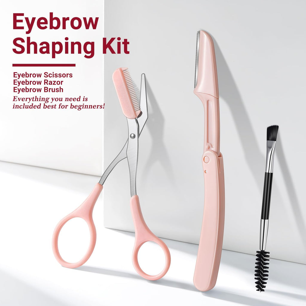TsMADDTs Tweezers for Women Facial Hair, 8 in 1 Eyebrow Kit with Tweezers, Eyebrow Trimmer Scissors, Razor, Brush with Travel Bag, Hair Plucking Daily Beauty Tools