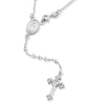 Miabella Italian 925 Sterling Silver or 18K Gold Plated Rosary Bead Cross Y Necklace Chain for Women