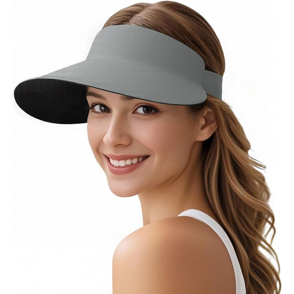EINSKEY Women's Wide Brim Sun Visor, UPF50+ Seamless Ponytail Hat Packable Quick Dry for Sports Golf Tennis Running Beach