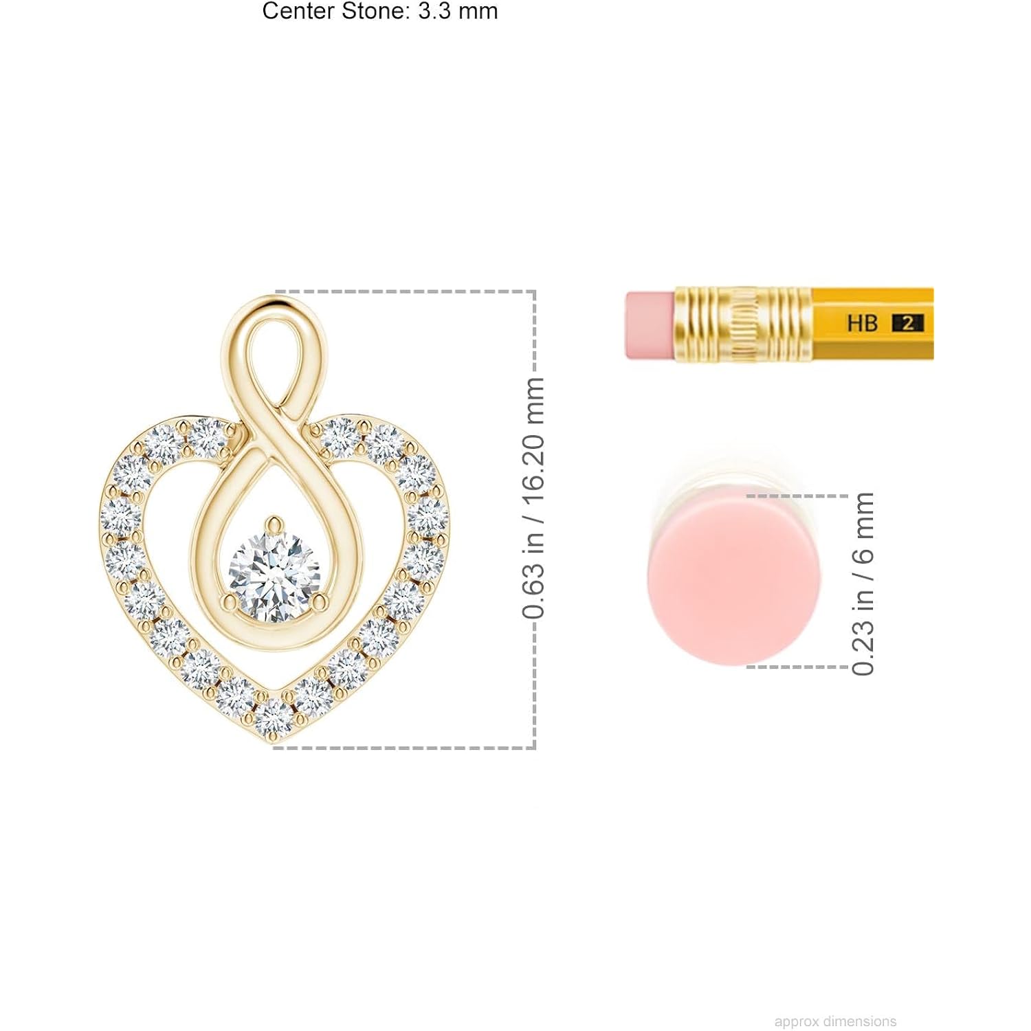 Angara Diamond Heart Necklace with Infinity Loop in 14K Solid Gold/Platinum | Natural Diamond Pendant for Women | April Birthday, Anniversary Jewelry Gift