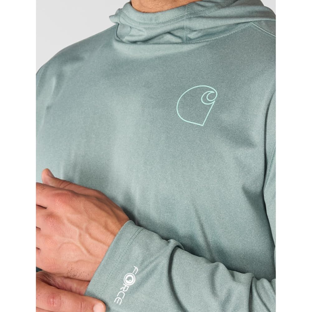 Carhartt Men'S Force Sun Defender™ Lightweight Long-Sleeve Hooded Logo Graphic T-Shirt