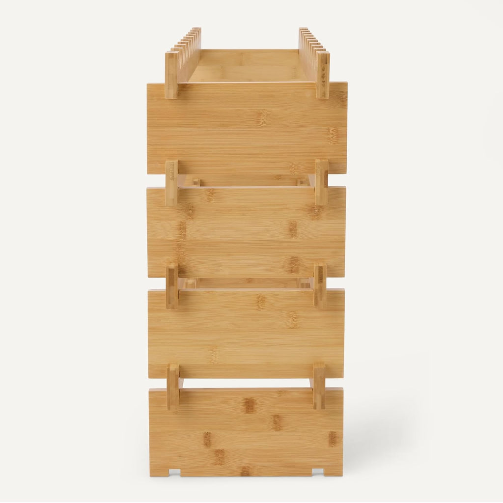 Amazon Basics Stackable Natural Bamboo Wine Rack, 36 Bottle Capacity, Easy To Assemble