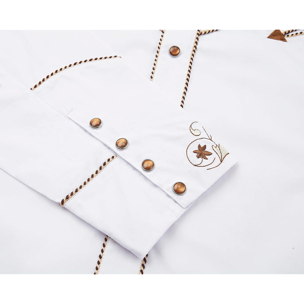Men'S Western Cowboy Shirt Embroidered Long Sleeve Casual Button Down Shirt