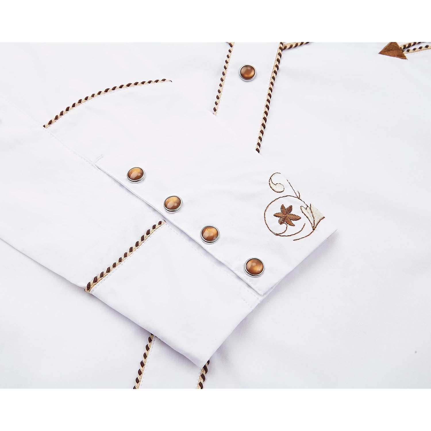 Men'S Western Cowboy Shirt Embroidered Long Sleeve Casual Button Down Shirt