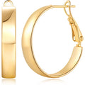 Hoop Earrings 14K Gold Hoop Earrings for Women Square-edge Gold Earring Hoops Paddle Back Women’s Hoops Earring Birthday Gifts 22mm