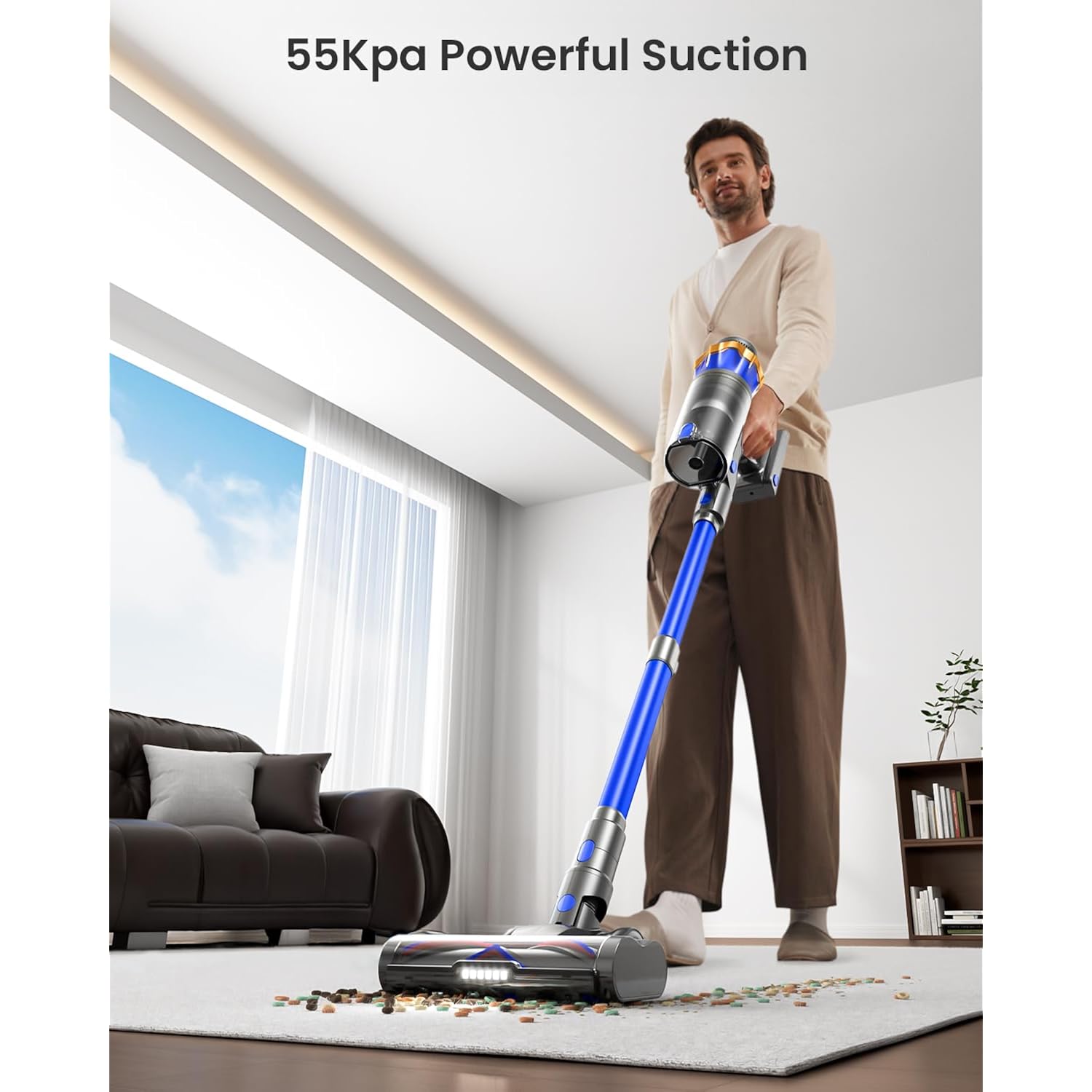 Cordless Vacuum Cleaner, Upgraded 650W 55Kpa 70Mins Cordless Stick Vacuum Cleaner With Self-Standing And Touch Screen, Anti-Tangle Wireless Vacumm, Vacuum Cleaners For Home/Pet Hair/Carpets/Floors