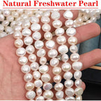 Natural Freshwater Baroque Pearl Necklace 14K Gold Plated Dainty Choker Necklace for Women Girls Snake Chain/Cuban Link/Paperclip/Ball Beaded Chain/Tennis Chain Fashion Jewelry for Gift
