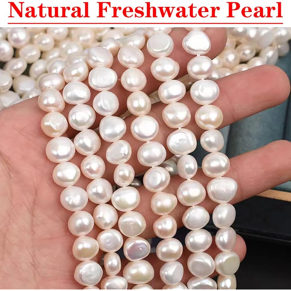 Natural Freshwater Baroque Pearl Necklace 14K Gold Plated Dainty Choker Necklace for Women Girls Snake Chain/Cuban Link/Paperclip/Ball Beaded Chain/Tennis Chain Fashion Jewelry for Gift