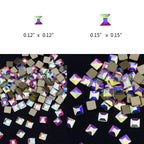 100pcs Square Crystal AB Flatback Rhinestones Mix 2 Sizes 3D Nail Art Jewels Decoration Stones Supplies