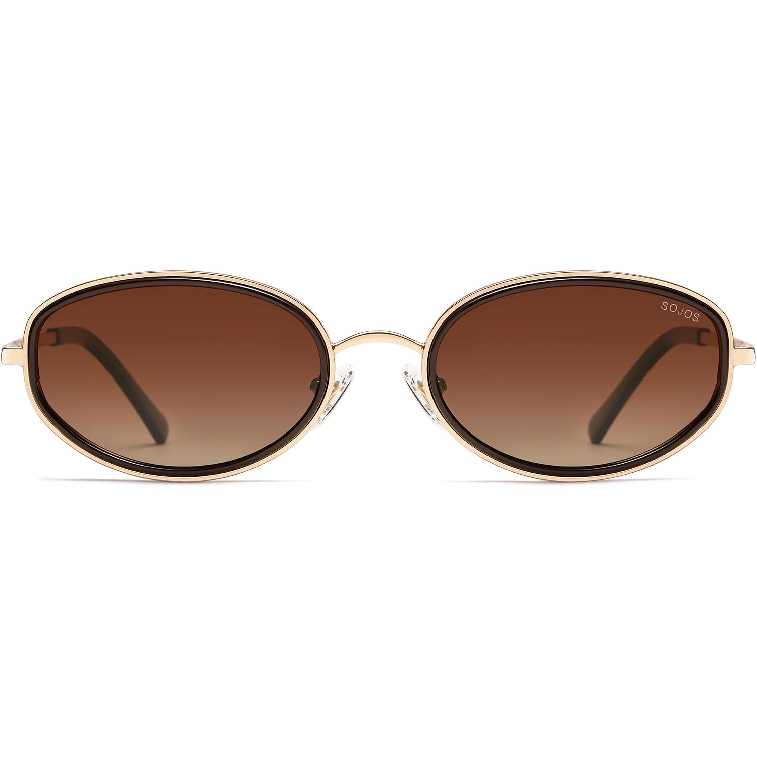 SOJOS Trendy Oval Polarized Sunglasses for Women Men, 80s 90s Chic Retro Vintage Sunnies SJ1248 Dark Brown/Reddish Brown
