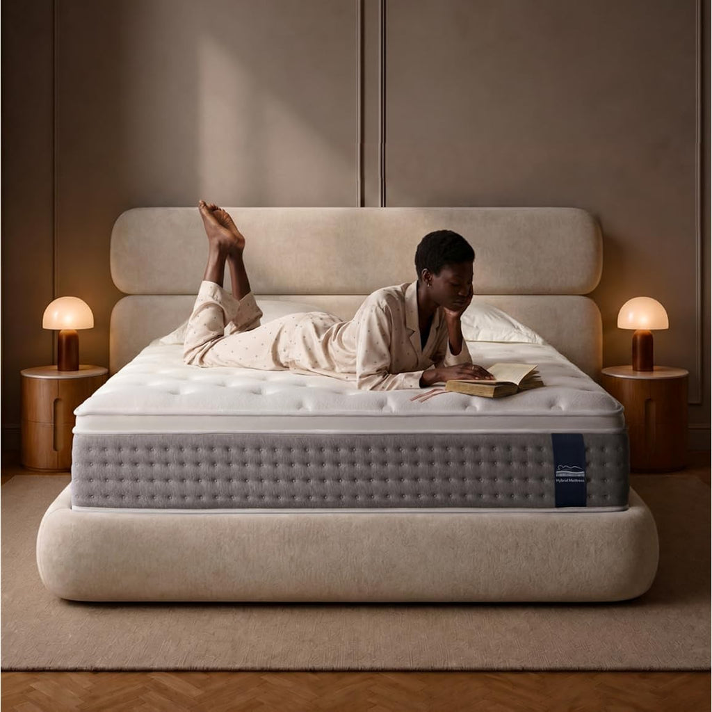 Queen Mattress, 12 Inch Cooling Hybrid, Gel Memory Foam With Pocket Coils, Medium Firm, Motion Isolation, Pressure Relief, Certipur-Us Mattress
