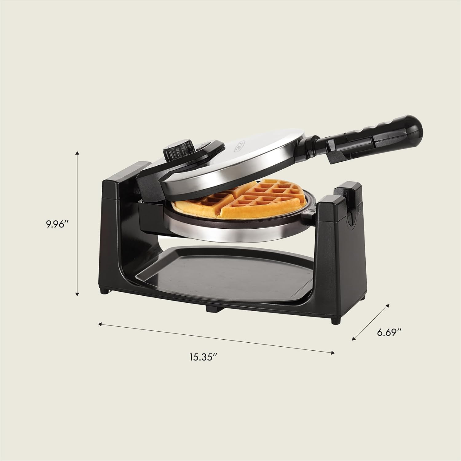 Bella Classic Rotating Belgian Waffle Maker With Nonstick Plates, Removable Drip Tray, Adjustable Browning Control And Cool Touch Handles, Stainless Steel