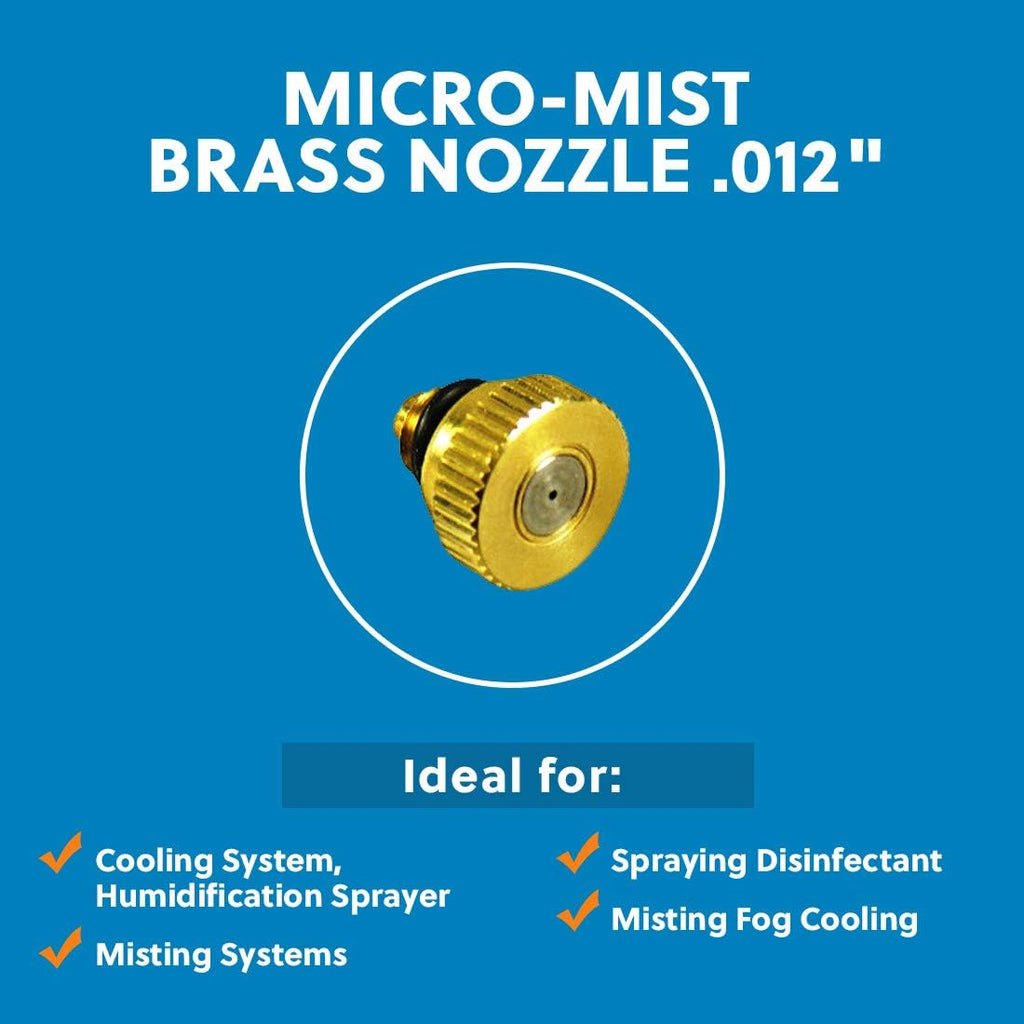 Micro-Mist Nozzle- Garden & Patio Misting System, Cooling Brass Nozzles With 0.012 Inch Size & 10/24 Inch Thread (Pack Of 5)