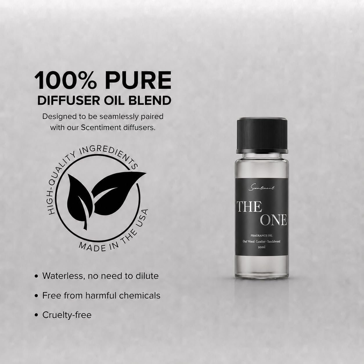Scentiment The One Diffuser Oil - Premium Hotel Scent With Notes Of Cardamom, Leather, Lemon With Cinnamon & Sandalwood Home Scent, Hotel Fragrance Oil Diffuser Refill - 0.68 Fl Oz (20 Ml)