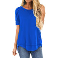 Summer Tops for Women Short Sleeve Side Split Casual Loose Tunic Top