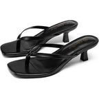 Women'S Kitten Heel Sandals Square Open Toe Slip On Flip Flop Heels Comfortable 2 Inch Heeled Sandals Thong Party Dress Summer Travel Wedding