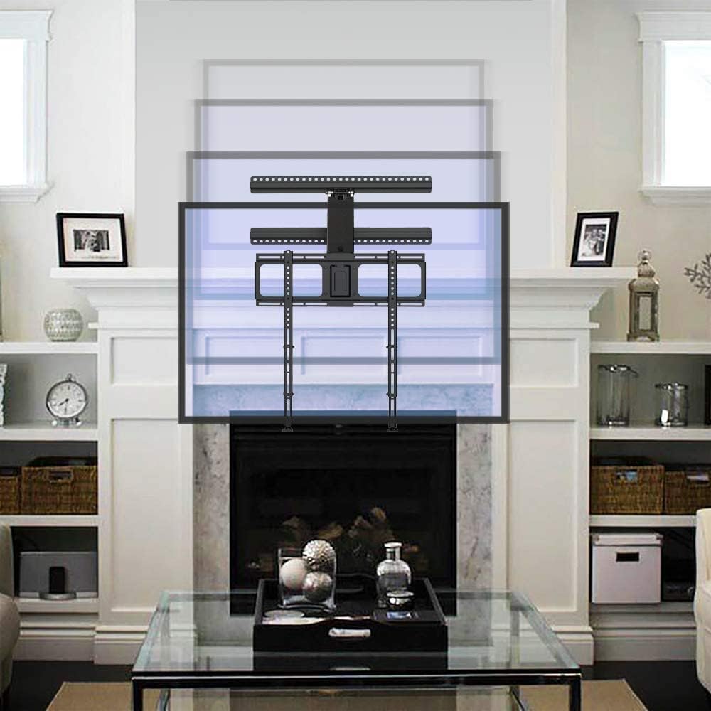 Mantelmount- Mm340 Above Fireplace Pull Down Tv Mount- Televisions 44" To 80" Up To 90 Lbs - Safe Auto-Adjusting Tv Mounts - Patented Motion Stops, Handles, Balancing Technology - Superior Steel