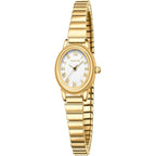 Small Gold Watches for Women,Analog Womens Watch with Stainless Steel Expansion Band,Oval Case Roman Dial,Water Resistant