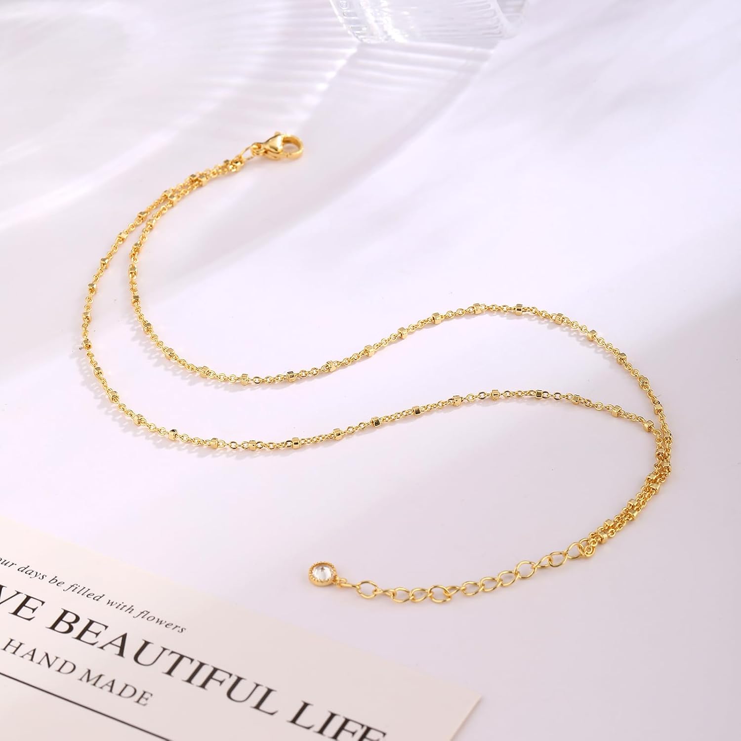 MIDEEO Gold/Silver Ankle Bracelets for Women,14K Gold Anklets for Women Waterproof Cuban Link Heart Beads Herringbone Rhinestone Anklets Set Layered Anklet Bracelets for Women Gold Jewelry Gift