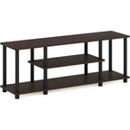Furinno Turn-N-Tube No Tools 3D 3-Tier Entertainment Tv Stand Up To 50 Inch Tv, Round Tubes, Dark Brown / Black | For Tv Up To 50 Inch, Open Frame Rectangular Entertainment Center With Storage Shelf, Tv Console, For Living Room, Bedroom