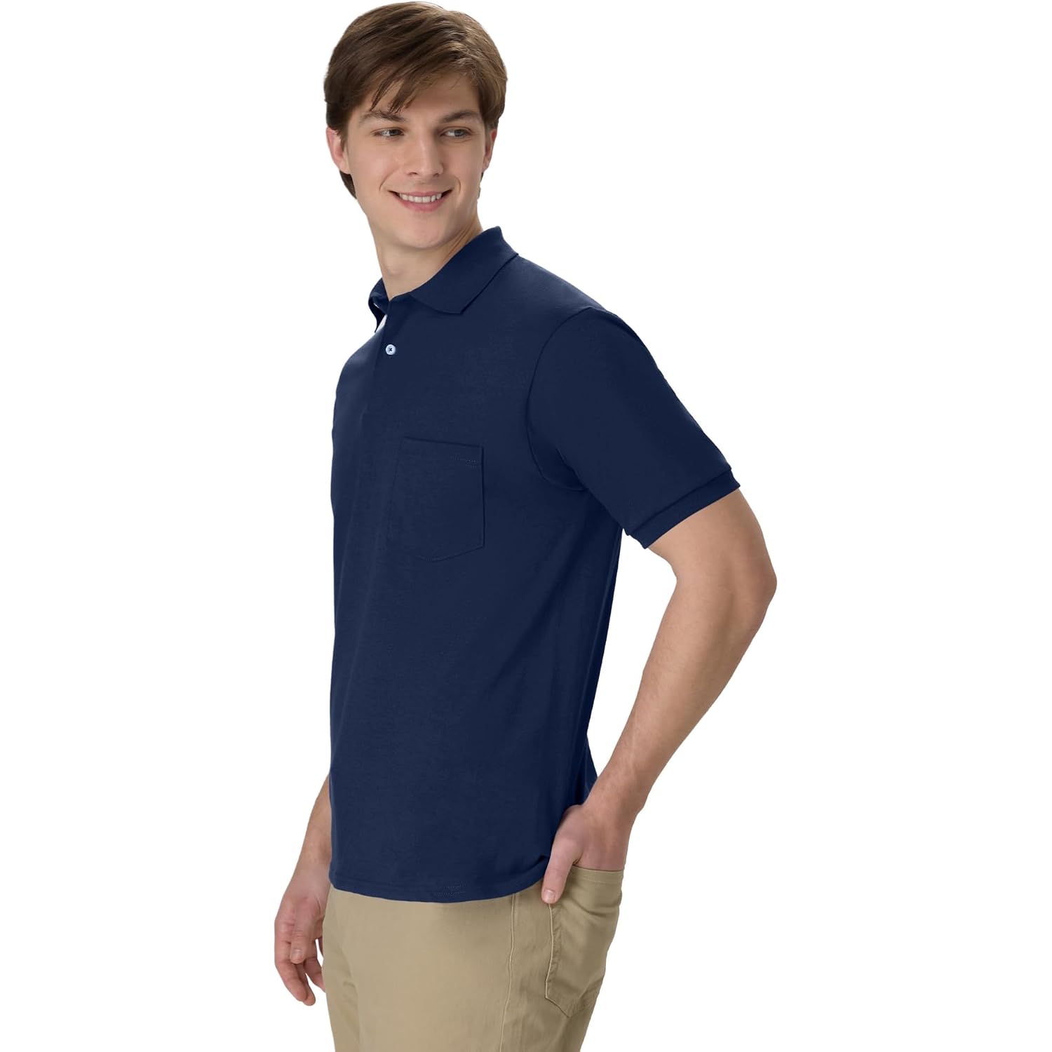 Hanes Men'S Short Sleeve Jersey Pocket Polo (Pack Of 2)