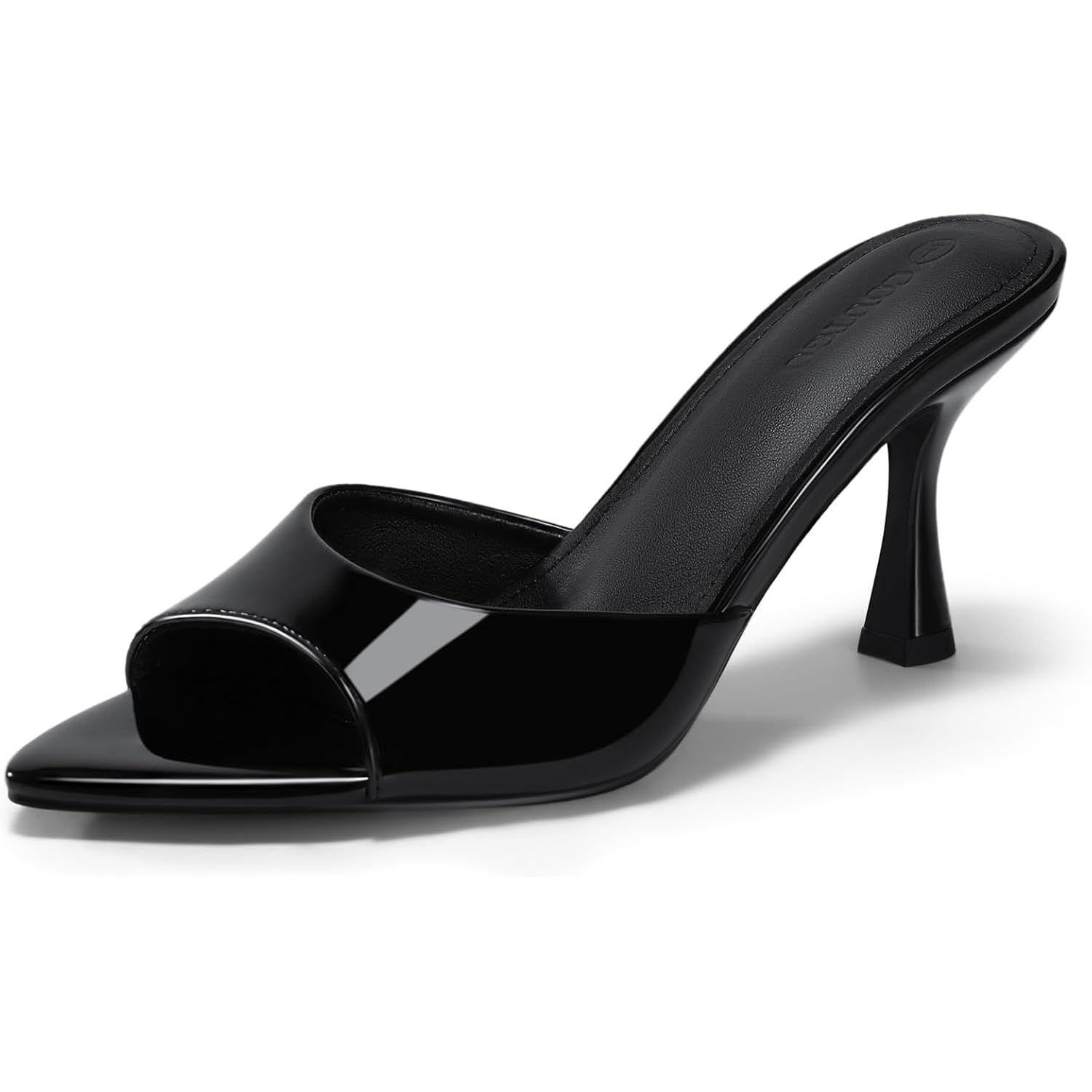 Coutgo Womens Heeled Mules Pointed Peep Toe High Heels Slip On Backless Mule Sandals Dress Shoes