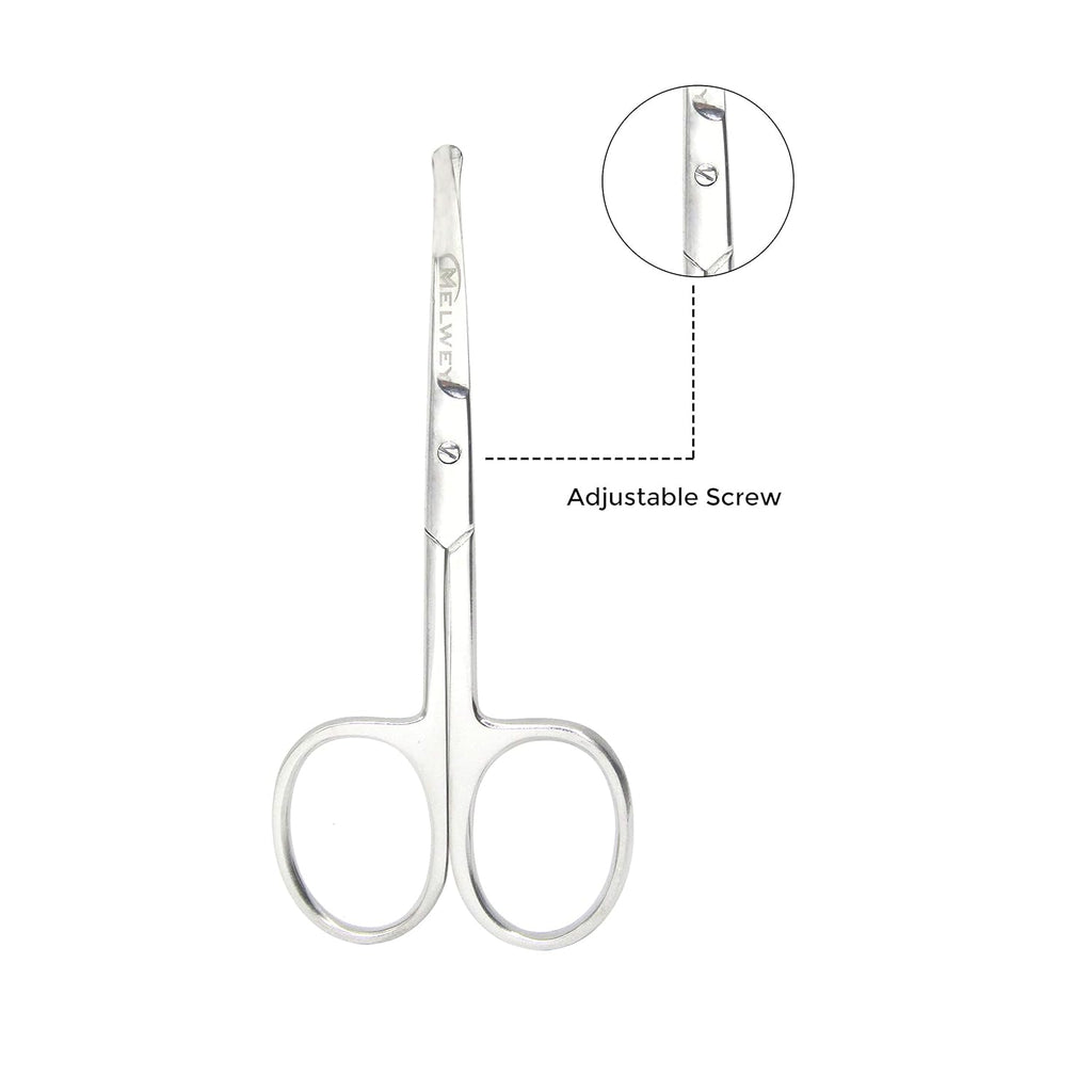 Rounded Stainless Steel Small Facial Hair Scissors, 3.7 Inches - Rounded Tip Scissors for Nose Hair, Mustache, Beard, Eyebrows, Eyelashes & Baby Nails