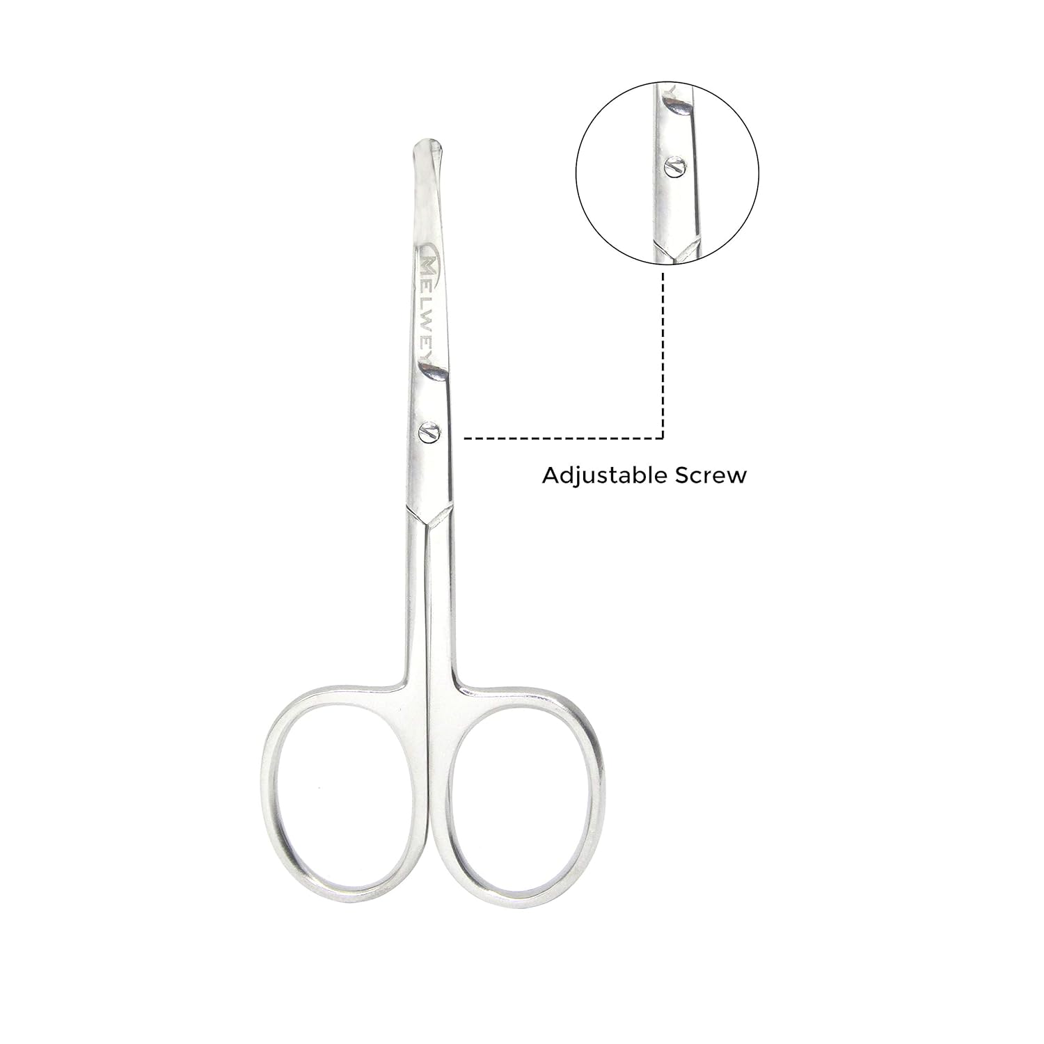 Rounded Stainless Steel Small Facial Hair Scissors, 3.7 Inches - Rounded Tip Scissors for Nose Hair, Mustache, Beard, Eyebrows, Eyelashes & Baby Nails