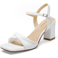 Block Heels For Women, Square Open Toe Heeled Sandals, Chunky Strappy Ankle Strap Shoes For Dress, Party, Low Heel 2.68 Inch