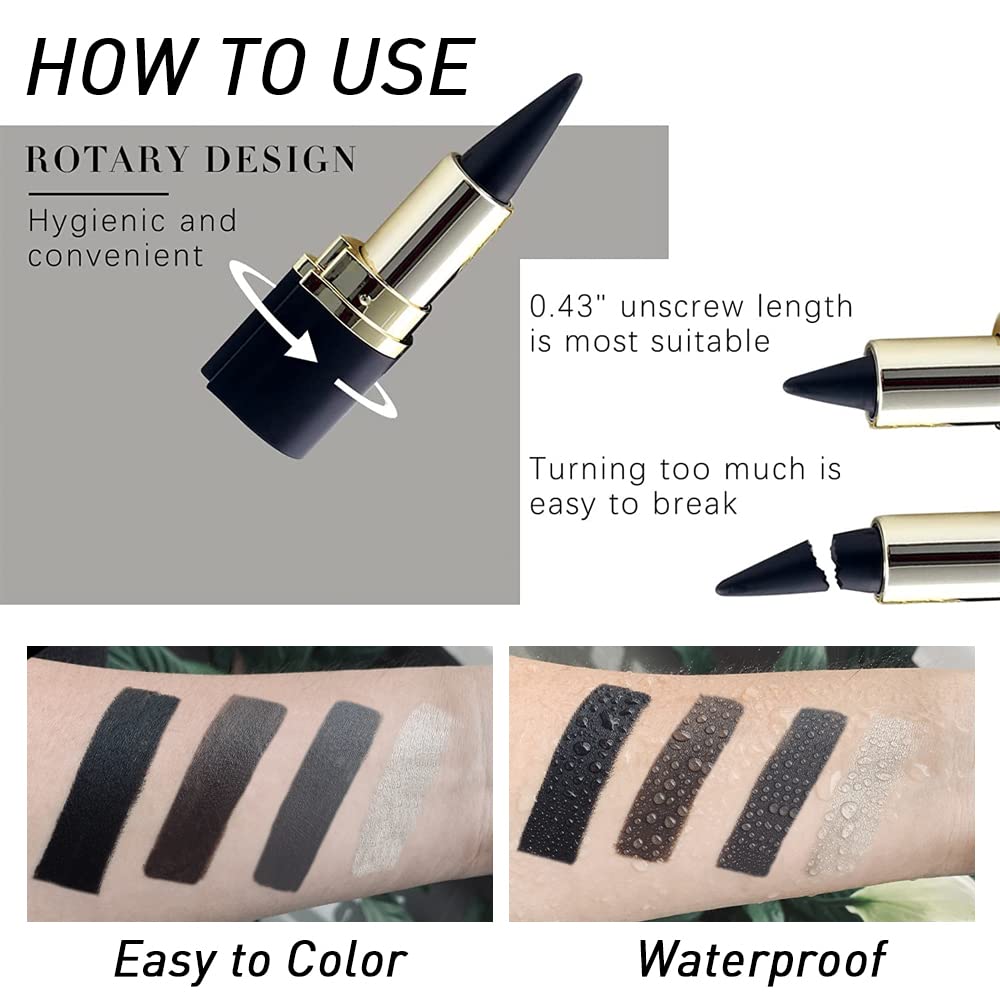 Kaely 2Pcs Gel Eyeliner Pencil, Natural Black Eyeliner Cream, Liquid Eye Liner Pencils for Older Women Waterproof, Smoky Eyeshadow Palette Goth Halloween Makeup Kit, delineador de ojos contra el agua