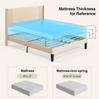 Gizoon Queen Bed Frame With Wingback Headboard, Upholstered Platform Bed, Wooden Slats, Noise-Free, No Box Spring Needed, Easy Assembly