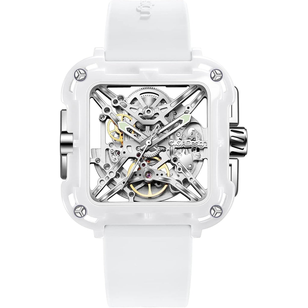 Ciga Design Watches For Womens X Series - Machina, Mechanical Automatic Watches Fashion All-Match Wrist Accessories Sapphire Crystal Analog Skeleton Watches With Silicone Strap